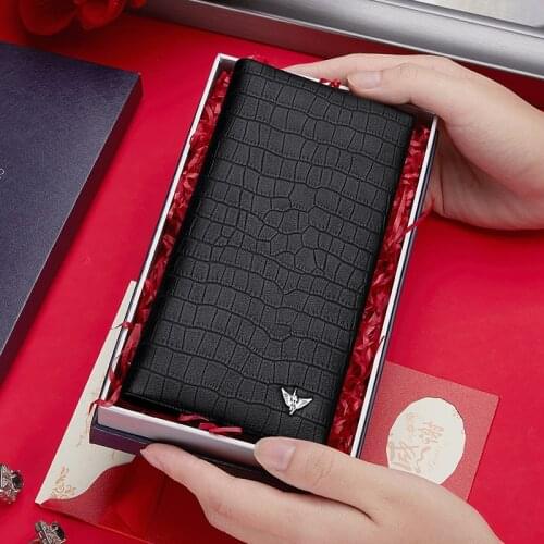 WILLIAMPOLO Mens Leather Wallet Long Card Holder Case Luxury Design Famous Brand Purse Gift For Men Purses