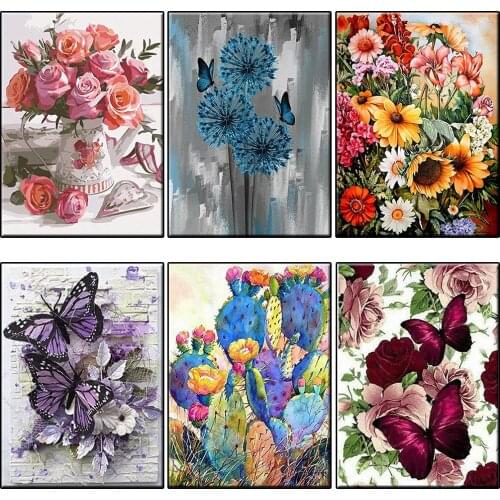 DIY 5D New Flowers Diamond Painting Kits for Adults Full Square /Round Butterfly Diamond Art Kits Craft for Home Wall Decor Gift