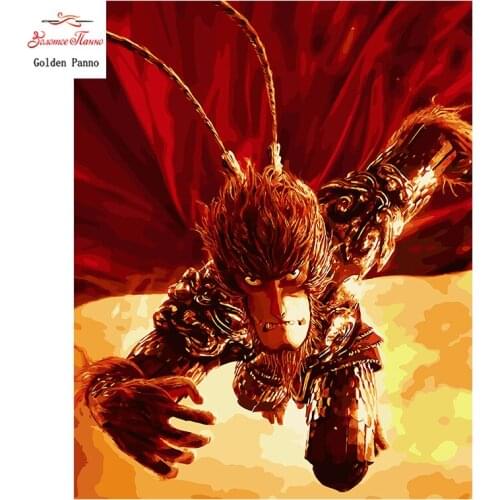Golden Panno,Needlework,DIY Cross stitch,Sets For Embroidery kit 14ct unprinted Monkey King Return cross-Stitching,christmas1010