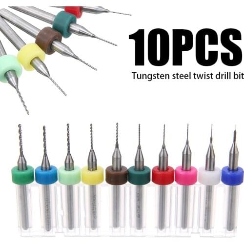 10pcs/Set PCB Carbide Micro Twist Drill Bits Set 0.1mm-1.0mm Jewelry Rotary Engraving Tool