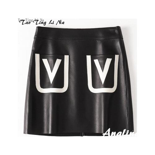 2019 New Fashion Genuine Real Sheep Leather Skirt H43