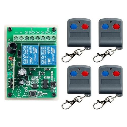 Latest DC12V 10A 2CH RF Remote Control Switch System 4X Transmitter + 1 X Receiver 2ch relay smart home z-wave