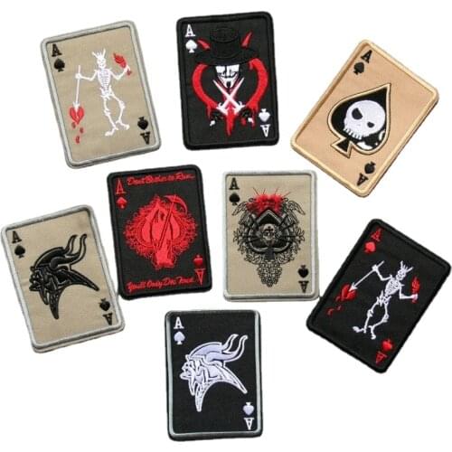 New Arrival 1PCS Punk Embroidery Cloth Stickers Armbands Poker Ace Death Reaper Red Peach Animals Army Fan Bag Clothes Patch