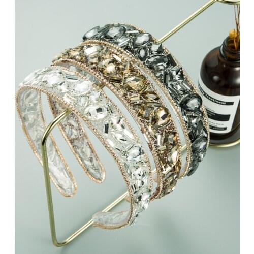 New Arrived Elegant Headbands Transparent Color Rhinestone Baroque Headband Crystal Bling Hairband Women Hair Accessories