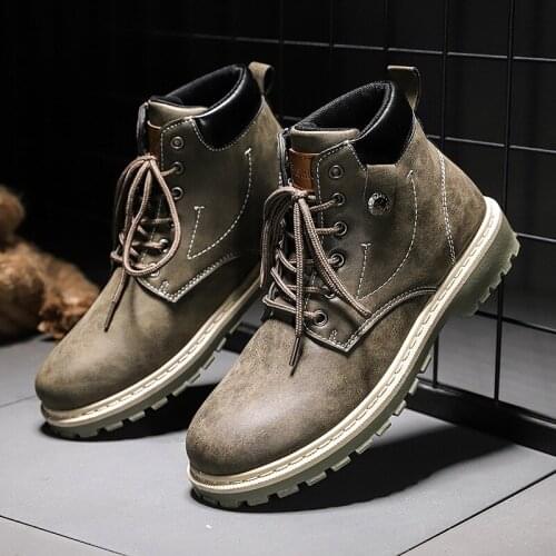 Fall 2020 new high top Martin boots mens fashion British Wind work boots Korean versatile casual mid top shoes leather boots