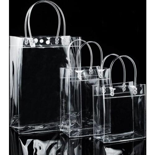 PVC Transparent Leak-proof Refrigerated Champagne Red Wine Bottle Ice Tote Bag Portable Ice Bag Wine Bottle Storage