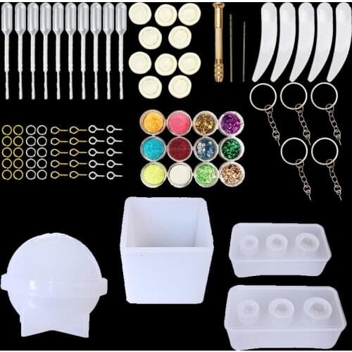 QIAOQIAO DIY Jewelry Casting Molds Tools KIT Egg Ball Round Square Silicone Jewelry Resin Molds