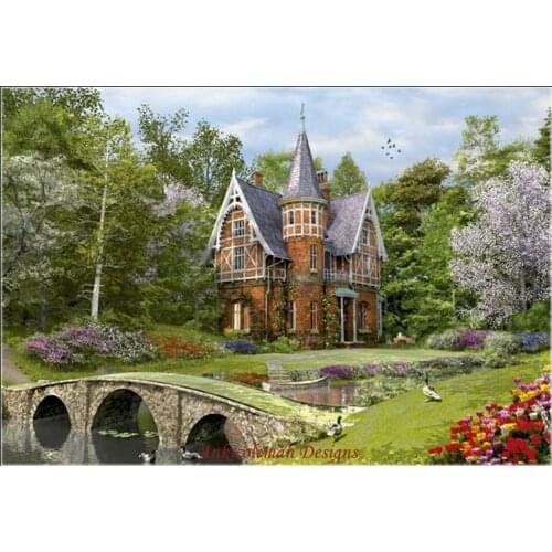 Needlework for Embroidery DIY DMC High Quality - Counted Cross Stitch Kit 14 ct Oil painting - Cobble Bridge Cottage