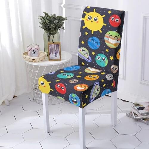 Cartoon Cat Printed Elastic Chair Covers Removable Cute Animal Pattern Washable Stretch Seat Slipcover For Banquet Dining Room