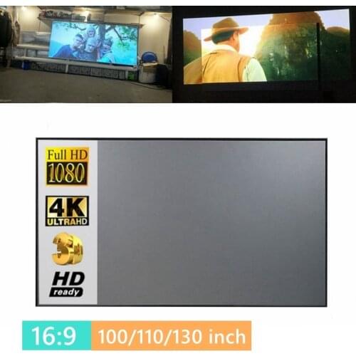16:9 Projector Simple Curtain Portable Projector Screen Metal Anti Light High Definition 3d HD Folding Screen 100/ 110/ 130 Inch