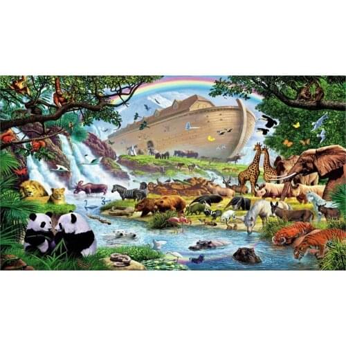 Living room home wall decoration fabric poster animal Noahs Ark Five
