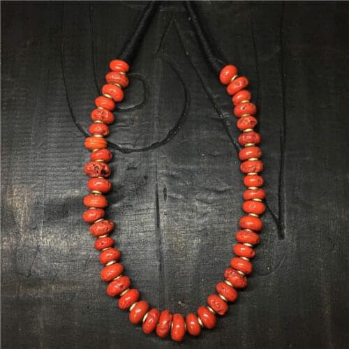 TNL245 Tibetan Necklace Nepal Sherpa Lampwork Beads Necklace Antiqued Glass Trade Beads