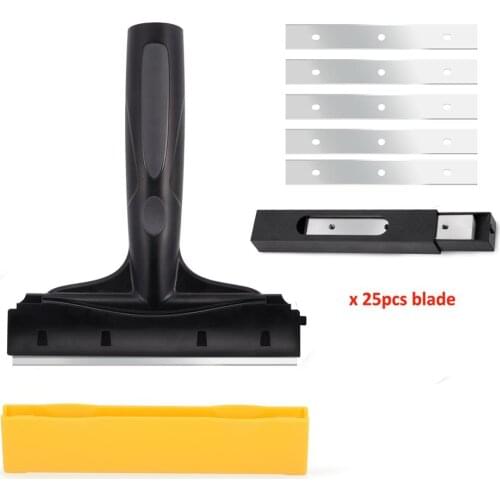 FOSHIO Window Tint Film Metal Scraper Sticker Remover+25pcs Blade For Glass Ceramic Oven Cleaning Cutter Car Vinyl Wrap Tools