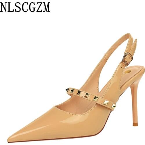 Patent Leather Ladies Shoes and Sandals Pumps Women Shoes High Heels Sandals Women Slingback Shoes Sandals Women Summer 2021