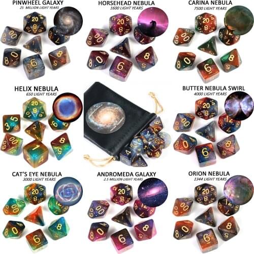 Universe Galaxy Concept Dice 7 Pcs/set Role Playing Game RPG DnD 8 Themes for Choose Board Digital