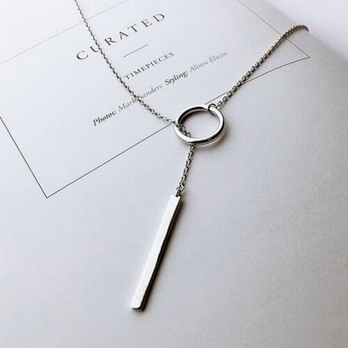 Vintage Silver Color Jewelry Circle Strip Long Chain Pendants&Necklaces Fashion Simple Charm Necklace Collares Friendship Gift