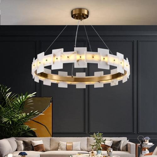 YOOGEE Modern Led Living Room Chandelier Gold Round/Oval Dining Room Home Decor Hang Light Luxury Indoor Design Pendant Lamp
