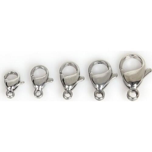 10pcs/lot 304 Stainless Steel Lobster Clasps Hooks for DIY Necklace Bracelet End Connectors Parts Chain Buckle Jewelry Making