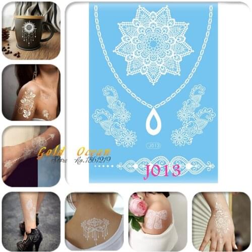 1PC White Henna Bracelet Temporary Tattoo Stickers GJ013 Women Summer Style Tattoo Choker Flower Totem on Body Art Back Neck Arm