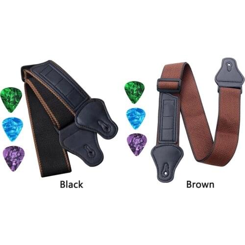 10pcs Guitar Picks Adjustable Electric Guitar Strap with 3 Guitar Picks Holders PU Leather Ends Acoustic Guitar Bass Strap Belt