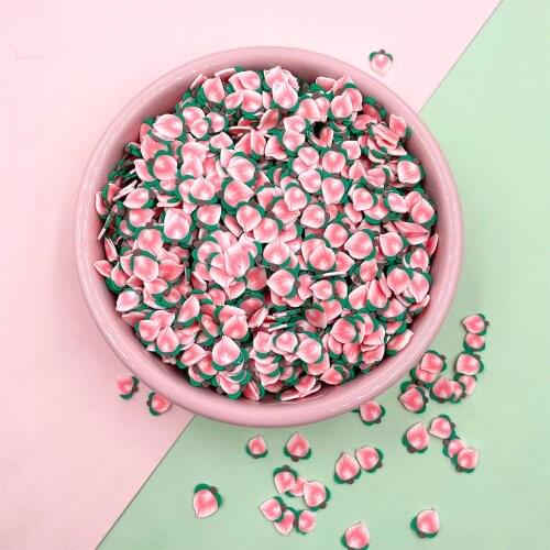 100g/lot Peach Fruits Slices Polymer Clay Fake Sprinkles for Crafts Making DIY Nail Decoration Crafts Slime Filling Material 5mm