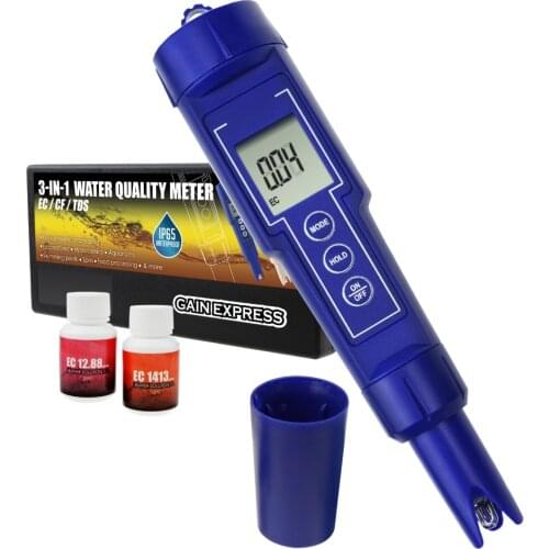 3-in-1 Digital EC / CF / TDS Meter Combo Water Quality Tester IP65 Waterproof Conductivity with ATC Aquarium, Hydroponic, Lab