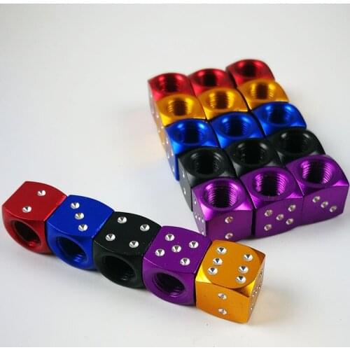 4Pcs/pack Cars Tire Valve Stem Caps Aluminum Dice Shaped Waterproof Dustproof Rims Airtight Cover Hot Selling Accessories