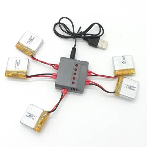 5 PCS 3.7V 380mAh Battery + 5 in 1 Charger Set for RC Drone Syma X21 X21W X26 X100 Battery Charger Replacement Parts