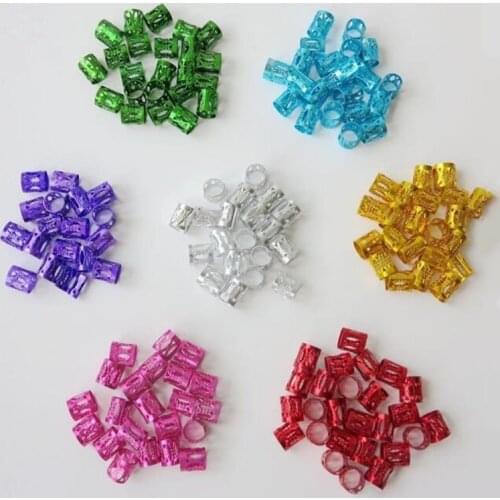 50Pcs/lot Mixed Color Hair Braid Bead Micro Rings Link Adjustable Hair Braids Cuff Clip 8mm Hole African Dyed Hairpin Wigs