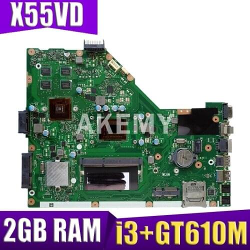 AKemy X55VD For ASUS X55VD X55V X55C X55VDR Laptop motherboard I3-2350M CU REV.3.1 with graphic card Mainboard test good 2GB