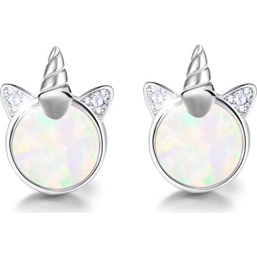 Shining Unicorn Earrings Rainbow earring Kid earring Glitter Enamel for Women girls Cute Animal Horse Stud Earrings Jewelry gift