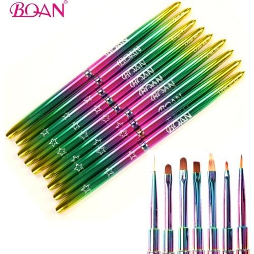 BQAN Colorful Nail Brush UV Gel Brush For Manicure Acrylic UV Gel Extension Pen For Nail Polish Painting Drawing Brush Tools