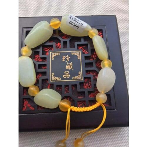 Natural Xinjiang Hetian jade Hand polished beads bracelets natural irregular mens womens jade bracelet