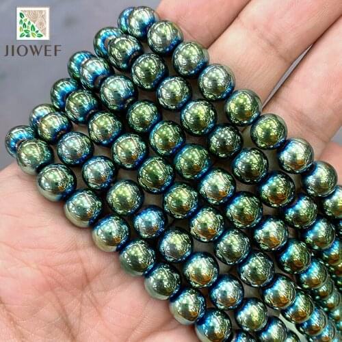 2/3/4/6/8/10mm Natural Stone Plated Green Hematite Beads Loose Beads Handmade DIY Bracelet Necklace For Jewelry Making 15'' Inch