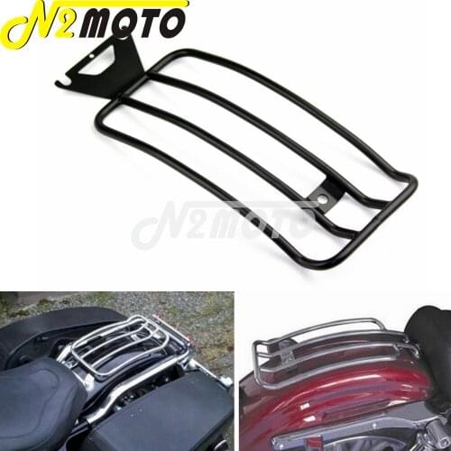 Black Motorcycle Steel Luggage Rack Rear Passenger Solo Seat for Harley Touring FLHT FLHR FLHX FLT Road King Electra Glide 98-04