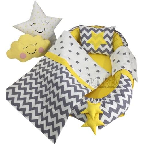 Jaju Baby Gray Zigzag 6 Piece Orthopedic Babynest Set, Baby bed, Pique Comforter set