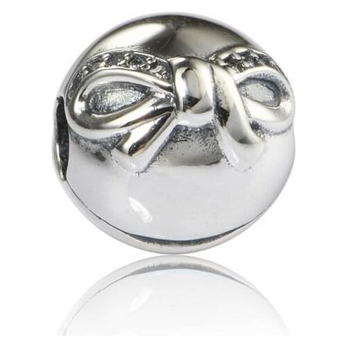 Cubic Zirconia Bow knot Clip Charm Beads Fits Pandora Bracelets 925 Sterling Silver DIiy Beads Winter New Christmas Charms