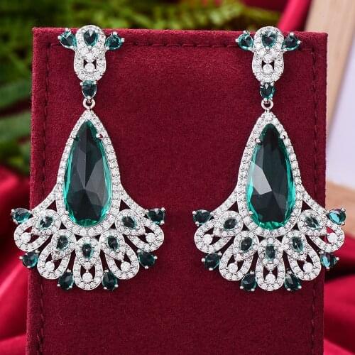 GODK new trendy office OL Brazil Women Earrings Fashion Jewelry Cubic Zircon Drop Earrings For Women Wedding Party Accessories