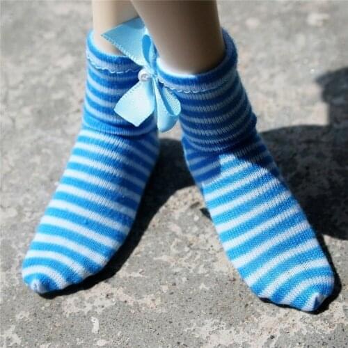 [wamami] 11# Blue&White Stripe Socks/Stockings 1/4 MSD DOD BJD Dollfie