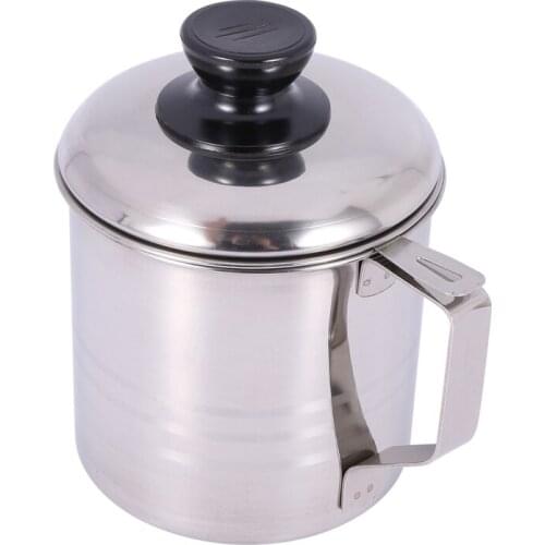 Oil Strainer Pot / Grease Can, 1.5 Quart Stainless Steel Oil Storage Can Container With Fine Mesh Strainer, Suitable For Storing