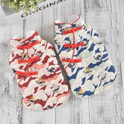 Chinese New Year Dog Clothes Winter Pet Coat Outfit Puppy Apparel Jumpsuit Spring Festival Dog Clothing Garment Warm Pet Costume