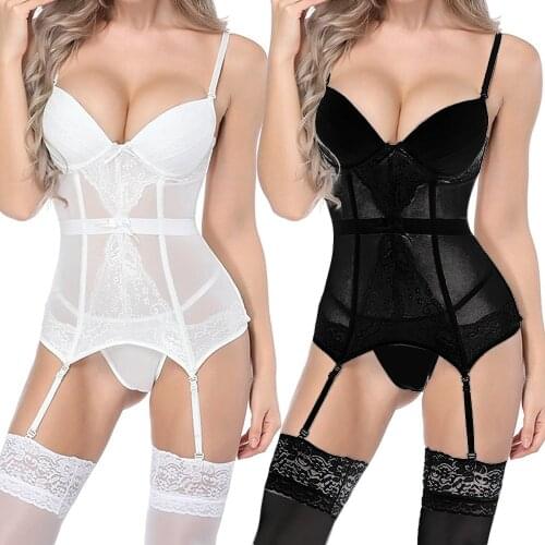 Sexy Women Lace Bra Underwear Set Sexy Halter Lingerie Exotic Sleepwear Thong Garter Ladies Temptation Sets