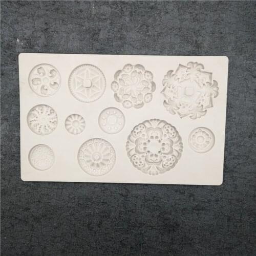 Round Shape Lace Silicone Mold 3D Form For Cake Decoration Chocolate Fondant Pastry Kitchen Baking Tools Flower Leaf Embossed