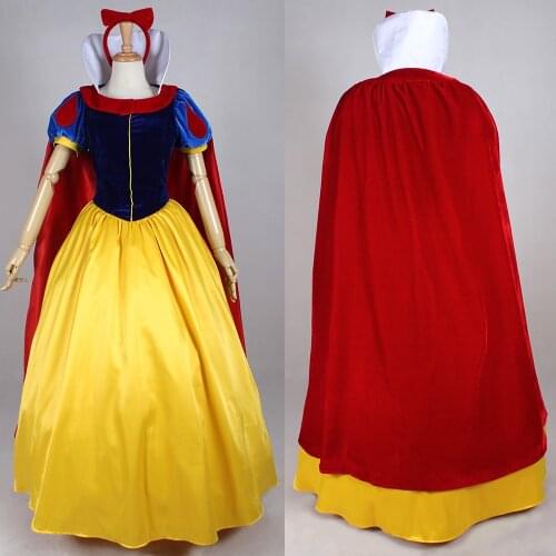 Cartoon Snow Dress With Red Cloak Adult Women Princess Cosplay Costume Halloween Party Gown Dresses