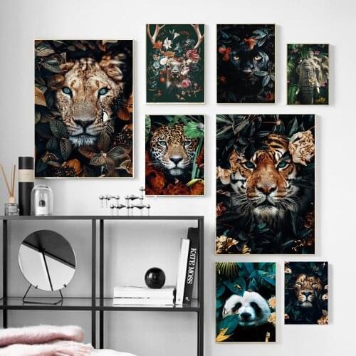 Nordic Wall Decor Lion Tiger And Leopard In Jungle Picture Vivid Animal Canvas Art Painting Poster For Living Room Mural Cuadros