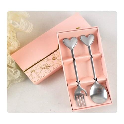 2018 NEW Stainless steel spoon Personalized romantic couples heart-shaped fork spoon suit / finger utensils 10 SET/LOT