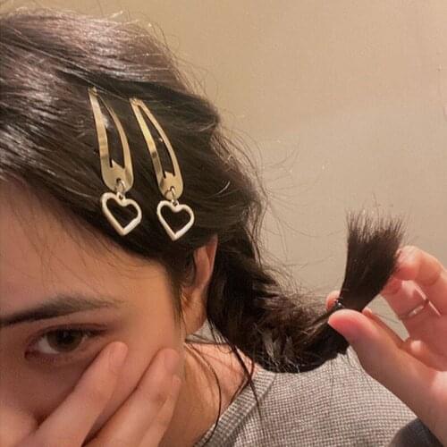 2021 New Metal Bow Love Heart Hair Clips Hairpin for Women Silver Color Handmade Girls Headdress Accessories Fashion Hair pins