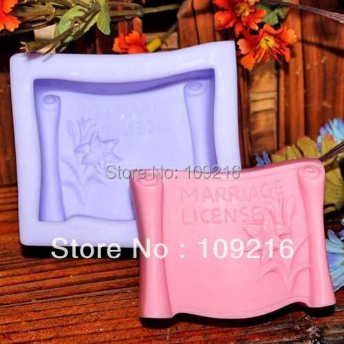 Wholesale!!!1pcs Marriage License (R1058) Silicone Handmade Soap Mold Crafts DIY Mold