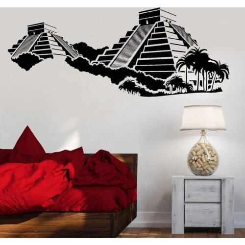 Mayan Pyramids Wall Sticker Ancient Royalty Decal Palm Trees Stickers Bedroom Living Room Wall Decoration Removable Home Decor