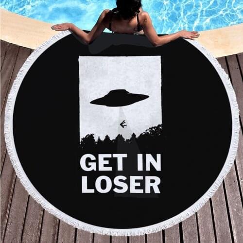 Cool Get In Loser Beach Towel Yoga Picnic Mat Water Absorbent Swimming Pool Microfiber Terry Towel Diameter 150 CM